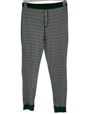 Victoria’s Secret Green Black & White Striped Thermal Long Johns Pajama Pants